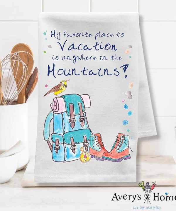Summer Mountain Vacation Customizable Flour Sack Dish Towel Discount Codes Really Cheap