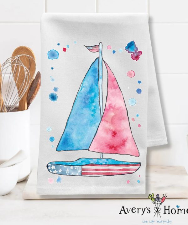 USA Sailboat Coronado Island Customizable Flour Sack Dish Towel Cheap Sale Footlocker Pictures