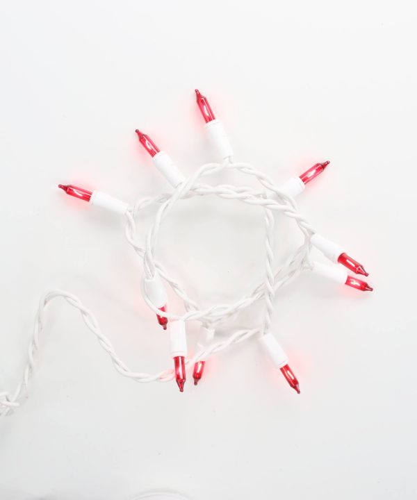 10-bulb Red Glass Craft Lights, White Wire Newest Online
