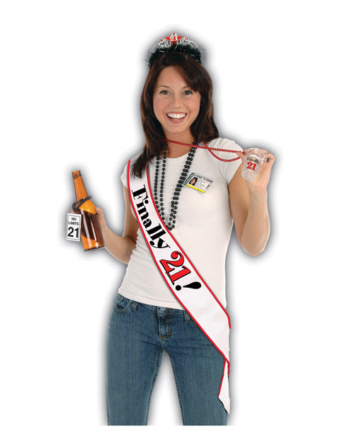 Finally 21 Birthday Sash - White With Mastercard Online