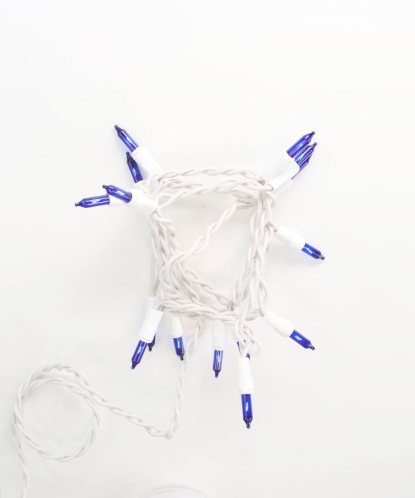 15-bulb Blue Glass Craft Lights, White Wire Sale Finishline