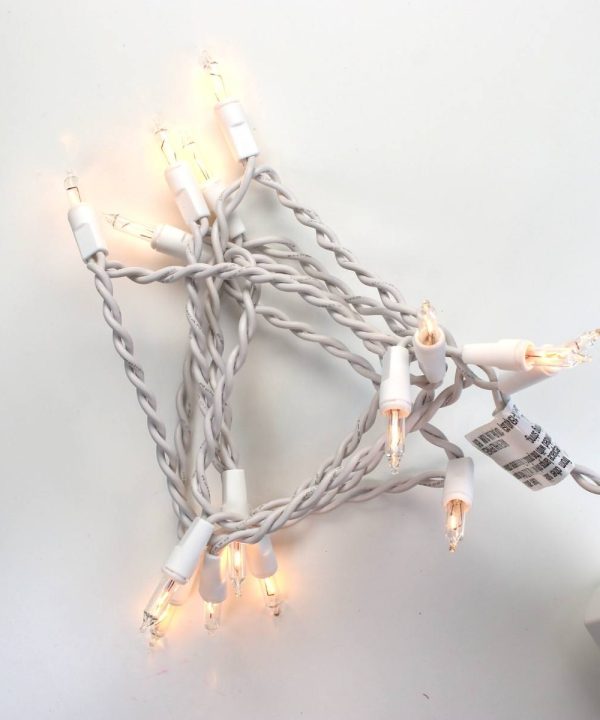 15-bulb Clear Glass Craft Lights, White Wire Cheap Pirce
