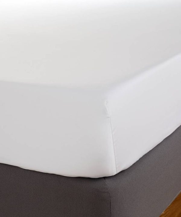Atlantic Linen Fitted Sheet - White Sale Cheapest Pice