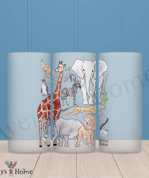 Safari Zoo Animals Frosted Drinking Glass Dishwasher Safe Cheap Sale Footlocker Pictures