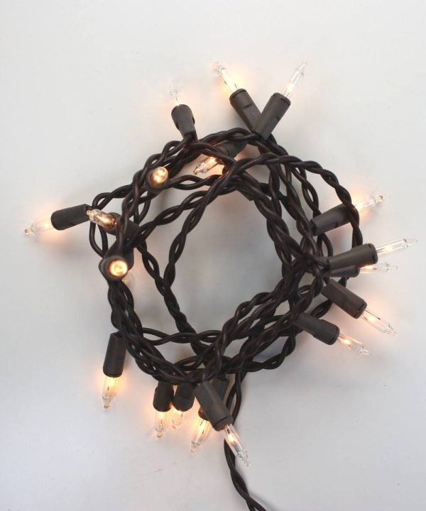 20-bulb Clear Glass Craft Lights, Brown Wire Marketable