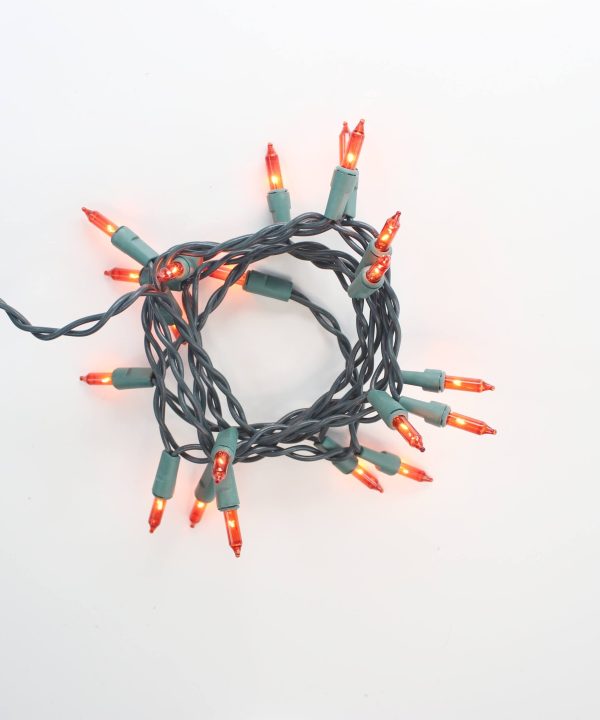 20-bulb Orange Glass Craft Lights, Green Wire With Paypal For Sale