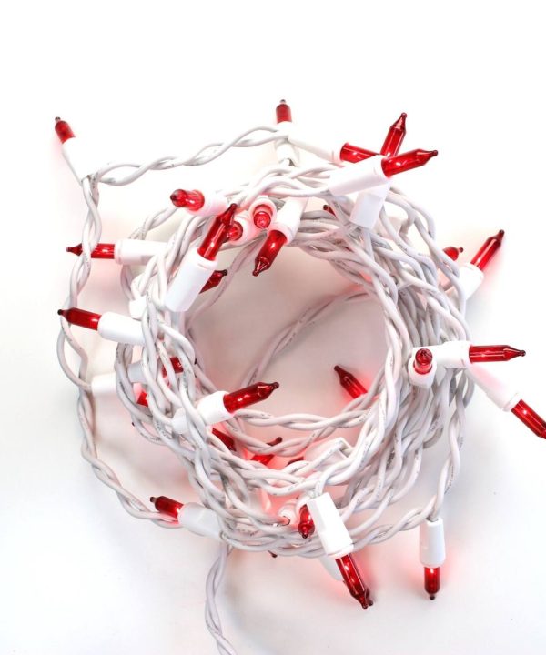 20-bulb Red Glass Craft Lights, White Wire Cheap Cost