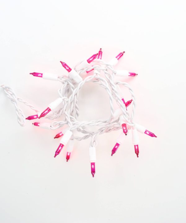 20-bulb Pink Glass Craft Lights, White Wire Factory Outlet For Sale