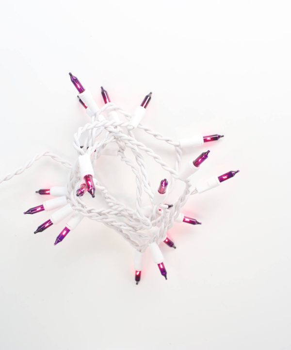 20-bulb Purple Glass Craft Lights, White Wire Clearance Factory Outlet