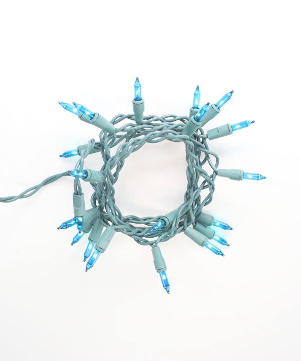 20-bulb Teal Glass Craft Lights, Green Wire Clearance Footaction