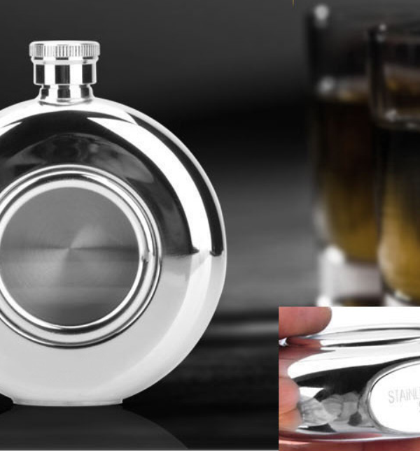 5oz Portable Stainless Steel Hip Flask For Spirit & Coffee, With Creative Transparent Round Skylight Buy Cheap With Mastercard