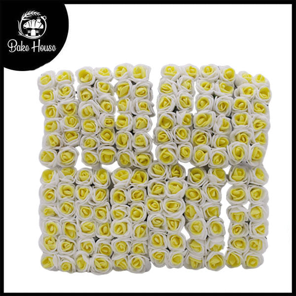 Artificial Paper Small Yellow Rose Flower Topper 144Pcs set Outlet Sale Online