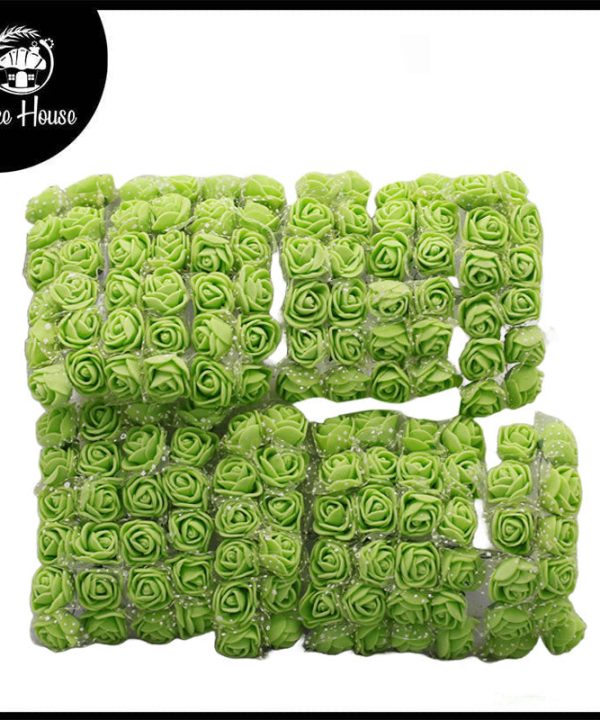 Artificial Paper Small Green Rose Flower Topper 144Pcs set Amazon Cheap Pice