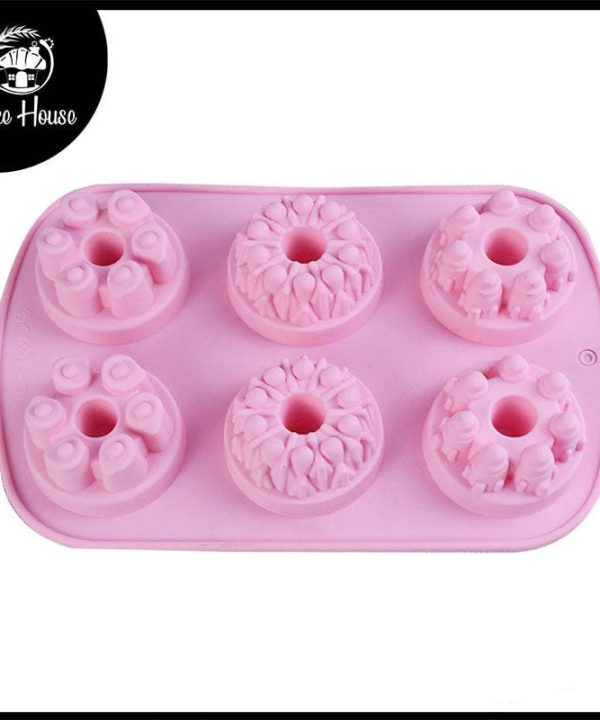 3 Different Designs Fancy Mini Bundt Silicone Mold 6 Cavity Comfortable Cheap Pice