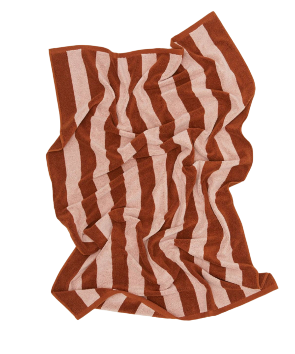 SIMPLE STRIPED TERRY TOWELS - BLUSH/TERRACOTTA Discount Low Pice
