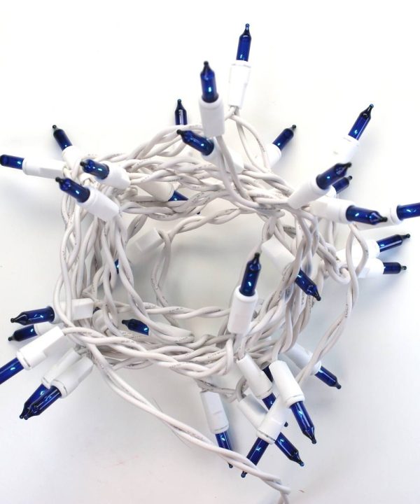 35-bulb Blue Glass Craft Lights, White Wire Free Shipping Visit