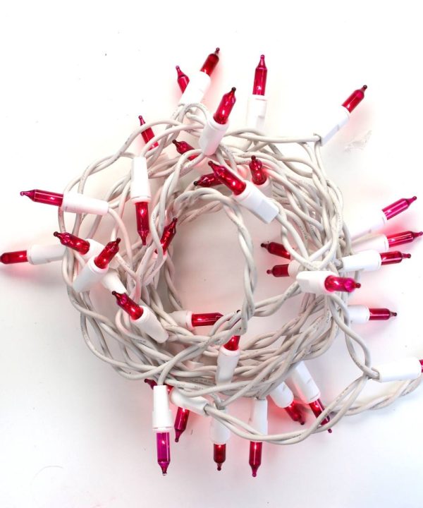 35-bulb Pink Glass Craft Lights, White Wire 2025 Unisex For Sale