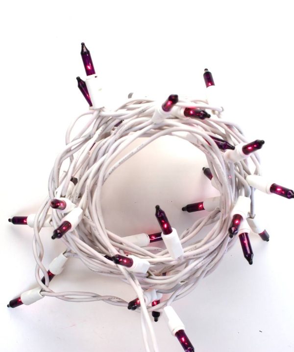 35-bulb Purple Glass Craft Lights, White Wire Free Shipping Browse
