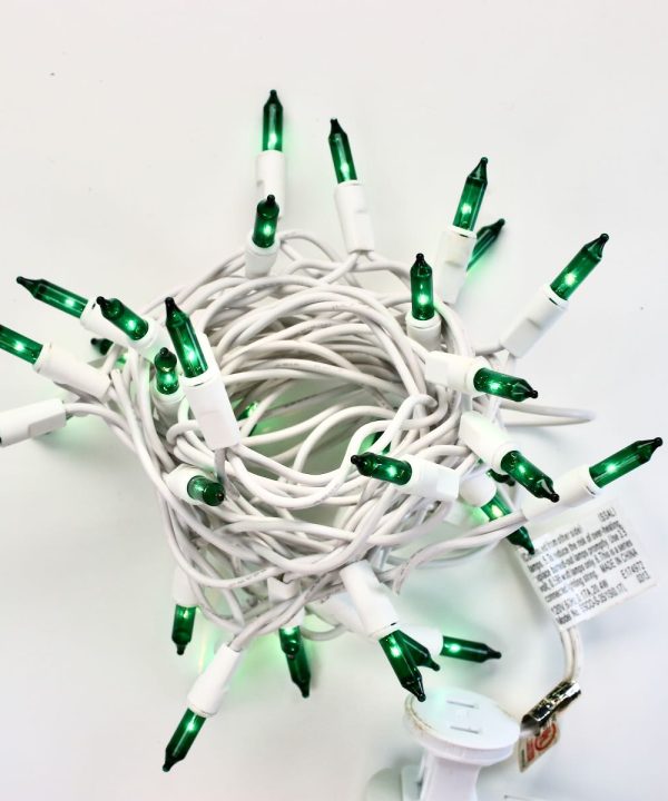 35-bulb Green Glass Craft Lights, White Wire Cheap With Paypal