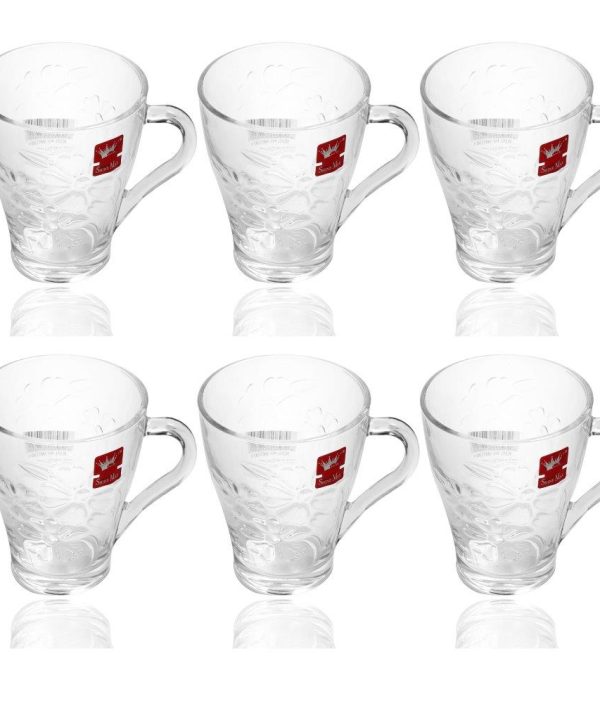 Premium Lead Free Glass Tea Cup Set of 6 pcs 270 ml Excellent