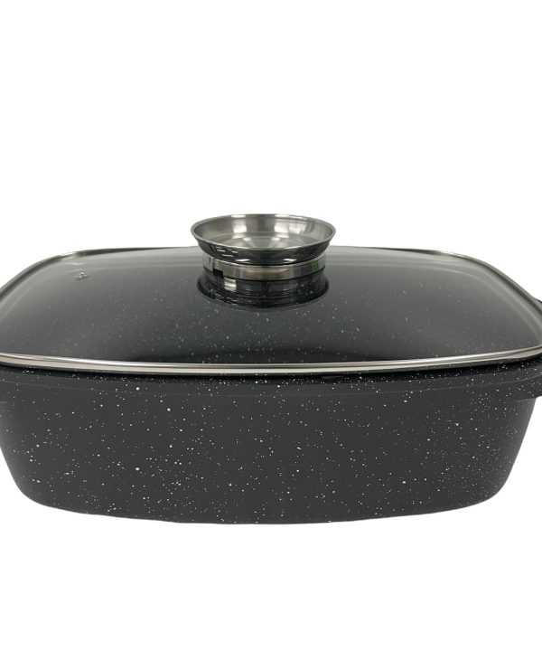 Non Stick Marble Coated Die Cast Aluminium Rectangular Casserole Black Induction 32cm*10.5cm Cheap Browse
