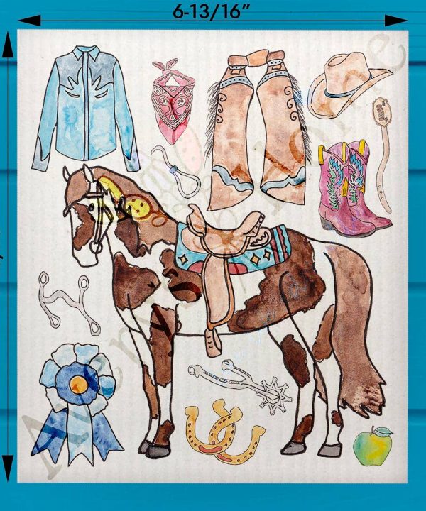 Western Horse Riding Cowboy Swedish Dishcloth Sast For Sale
