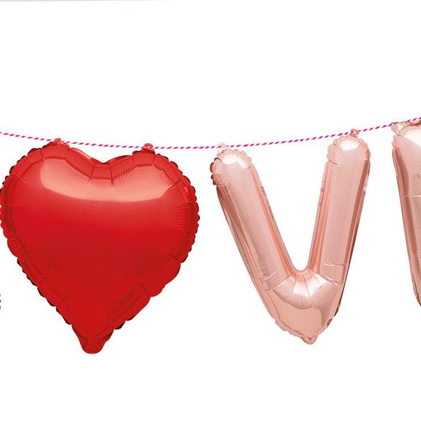 "Love" Red & Pink Foil Balloon Banner With Ribbon 2.74m Big Discount Online