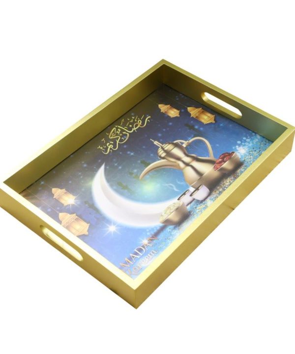 Ramadan Deco Food Tray Rectangle Eid Serving Tray Set of 2 Pcs 31*39/24*33 cm Buy Cheap Hot Sale