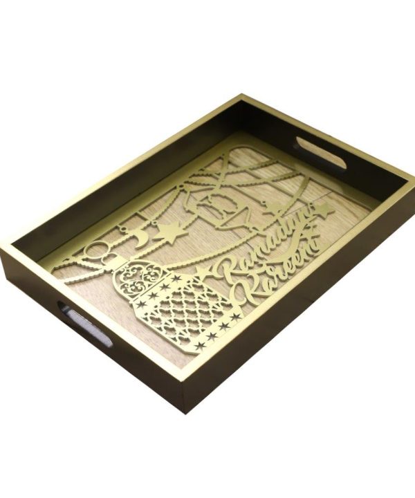 Ramadan Deco Food Tray Rectangle Eid Serving Tray Set of 2 Pcs 31*39/24*33 cm With Credit Card Cheap Online