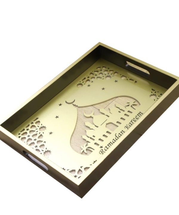 Ramadan Deco Food Tray Rectangle Eid Serving Tray Set of 2 Pcs 31*39/24*33 cm Sale Low Pice Fee Shipping