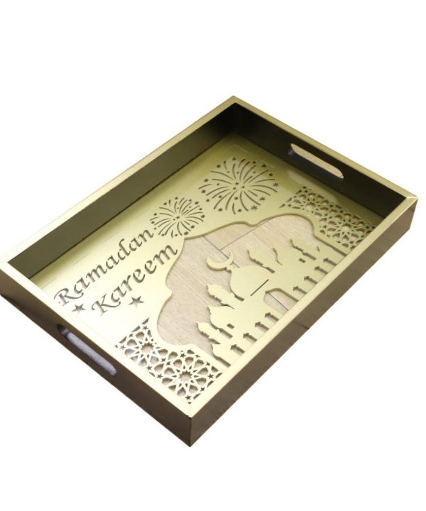Ramadan Deco Food Tray Rectangle Eid Serving Tray Set of 2 Pcs 31*39/24*33 cm Cheap New Arrival