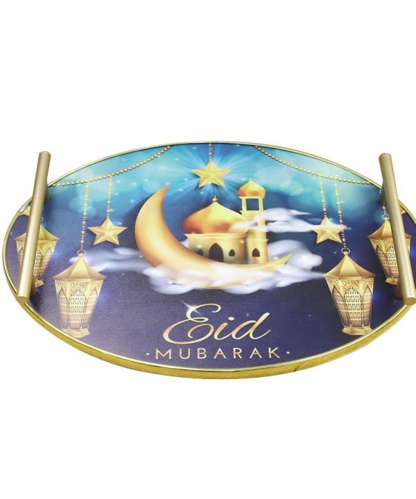 Ramadan Deco Food Tray Oval Eid Serving Tray Set of 2 Pcs 34*24/40*30 cm Clearance Buy