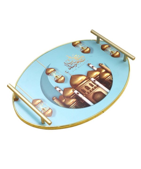 Ramadan Deco Food Tray Oval Eid Serving Tray Set of 2 Pcs 34*24/40*30 cm Clearance For Cheap