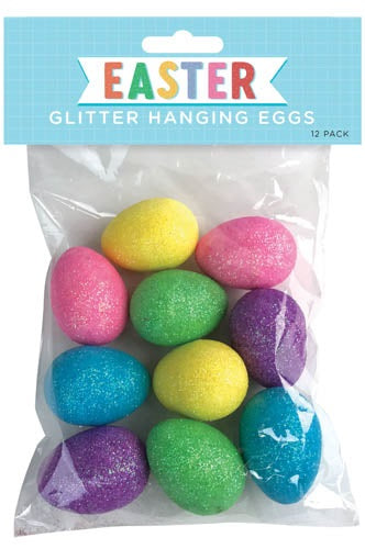 12PK Glitter Hanging Easter Eggs Decoration Cheap Low Shipping