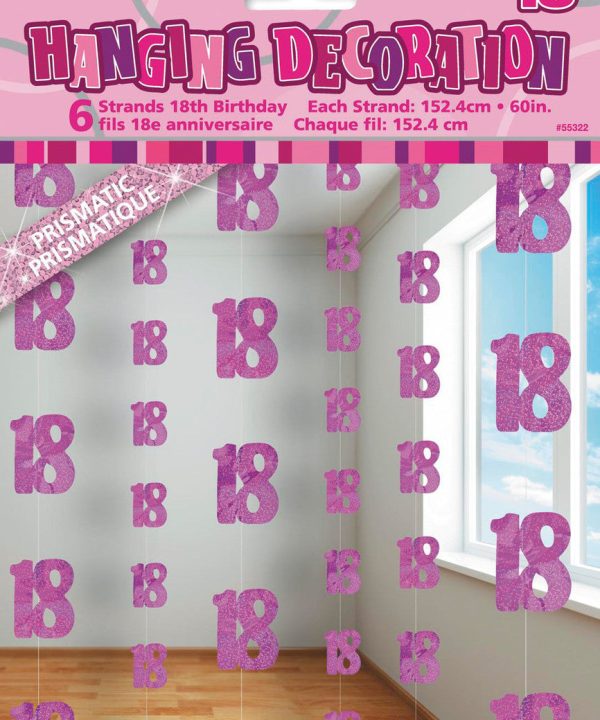 18th Birthday Pink Hanging String Decorations Free Shipping Clearance Store