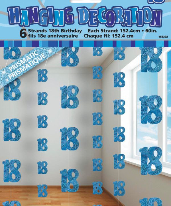 18th Birthday Blue Hanging String Decorations Quality Original