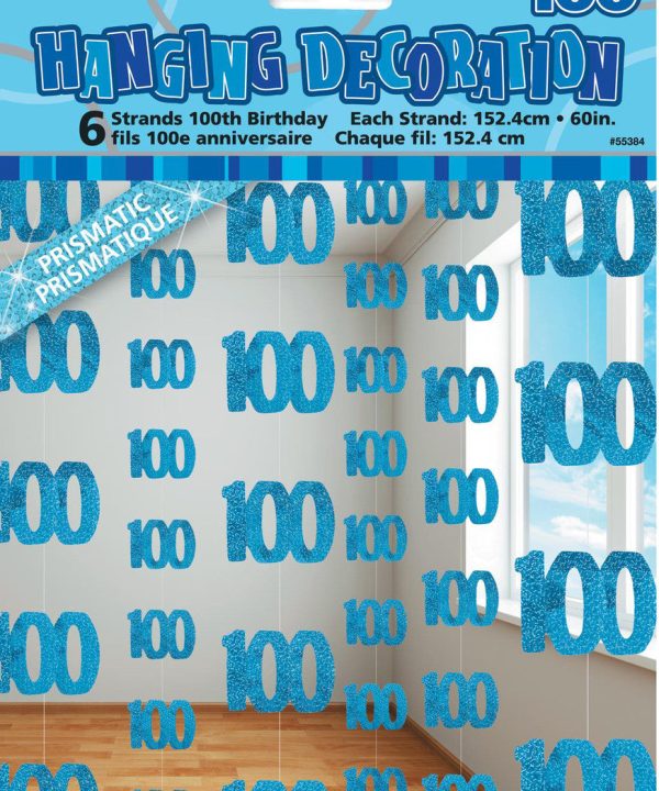 100th Birthday Blue Hanging String Decorations Discount Cheapest Pice