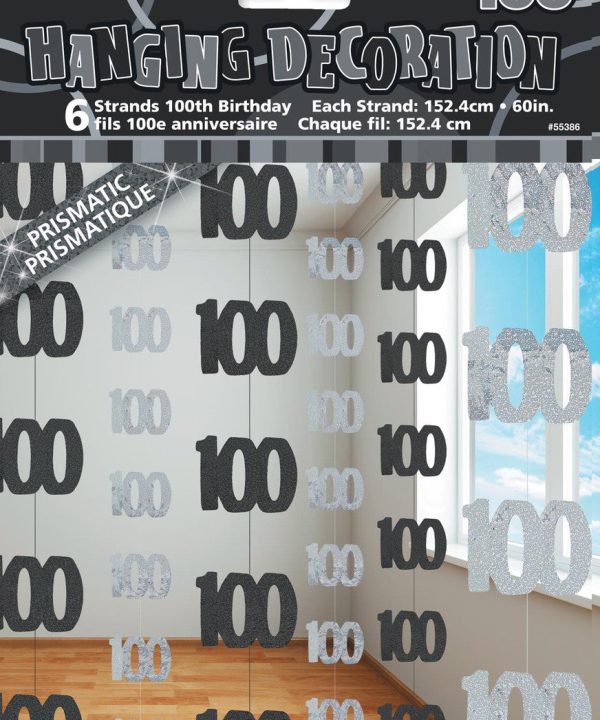 100th Birthday Black & Silver Hanging String Decorations Sale How Much