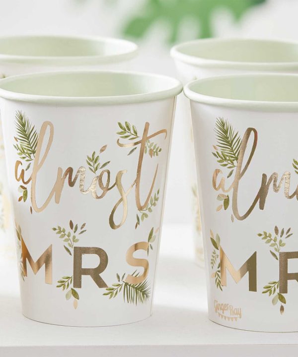 "Almost MRS" Ginger Ray Botanical Hen Party Paper Cups (Pack of 8) Buy Cheap Very Cheap