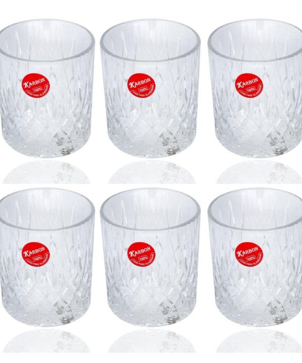 Premium Lead Free Glass Tumblers Set of 6 Pcs 230 ml High Quality For Sale