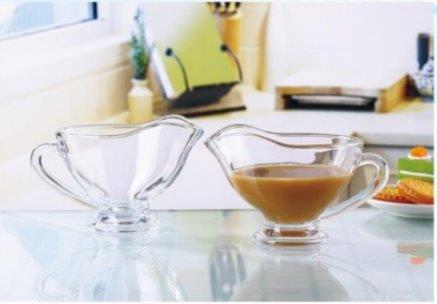 Premium Lead Free Glass Gravy Pot Set of 2 pcs 215 ml Outlet Low Pice Fee Shipping