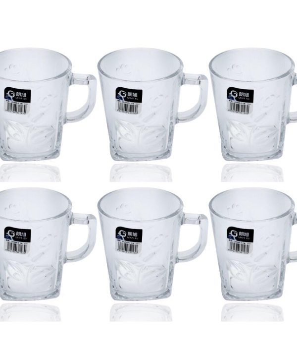 Premium Lead Free Glass Tea Cup Set of 6 Pcs 290 ml Low Pice Fee Shipping For Sale