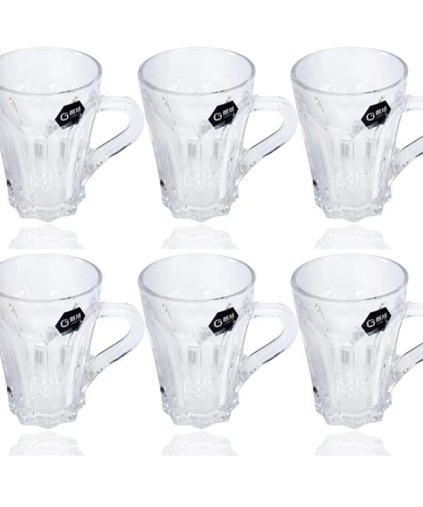 Premium Lead Free Glass Tea Cup Set of 6 Pcs 175 ml Clearance Fake