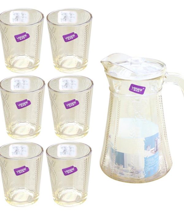 Premium Grey Glass Beverage Jug Water Jug and Cup Set 6pcs Cheap Online