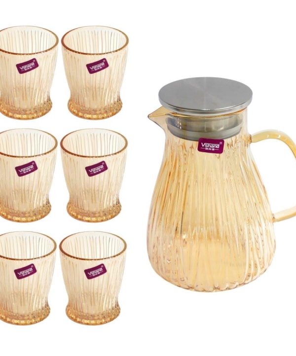 Premium Glass Beverage Jug Water Jug and Cup Set of 6 Pcs Marketable Cheap Pice