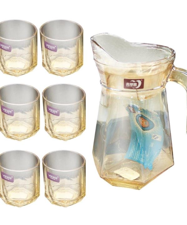 Premium Glass Beverage Jug Water Jug and Cup Set of 6 Pcs Cheap Sale Newest