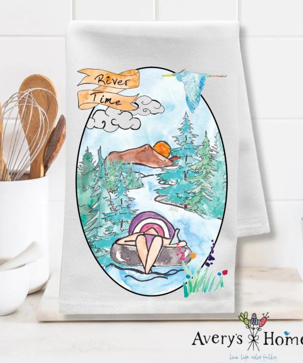 River Time Spring Customizable Flour Sack Dish Towel Discount Wide Range Of