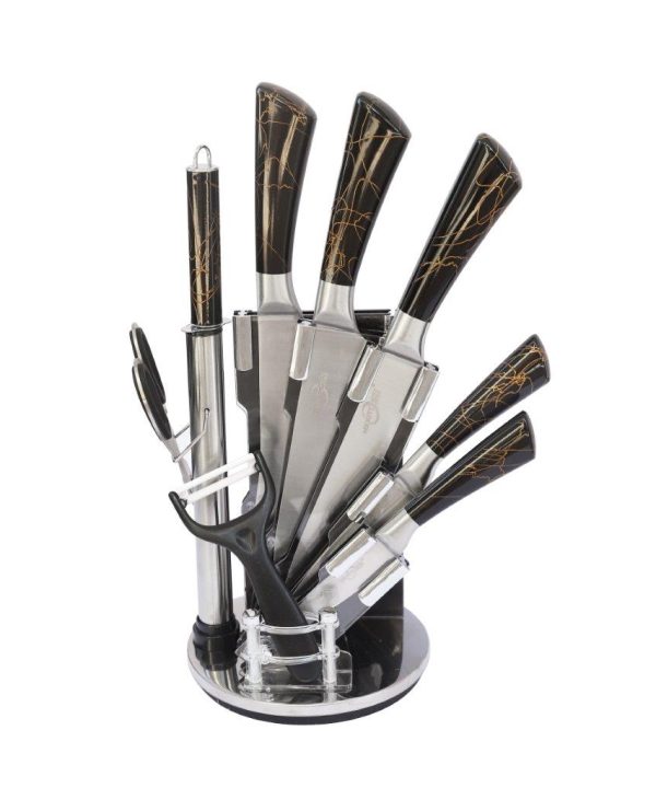 Premium Quality Stainless Steel Chef Kitchen Knife Set of 7 Pcs Marble Handle Countdown Package Cheap Pice
