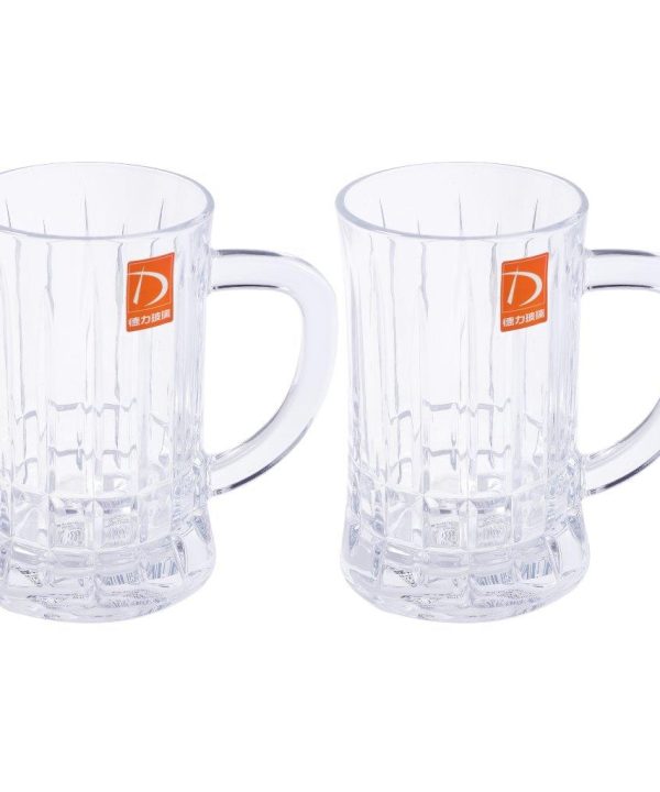 Premium Lead Free Glass Drinking Mug Tumbler with Handle Set of 2 Pcs Discount Many Kinds Of