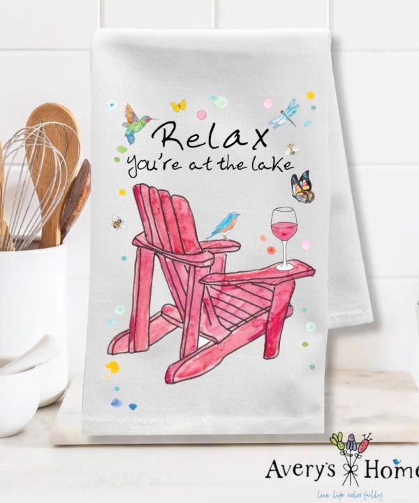 Relax At the Lake Customizable Flour Sack Dish Towel Buy Cheap New